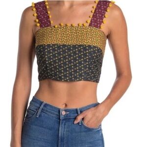 French Connection Adita Drape Mix Print Crop Top